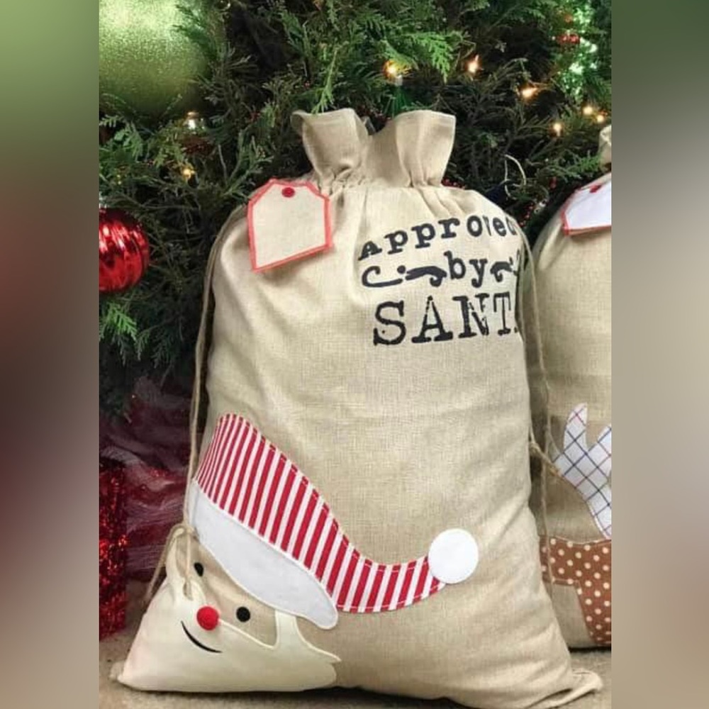 Burlap Santa Bag with name tag